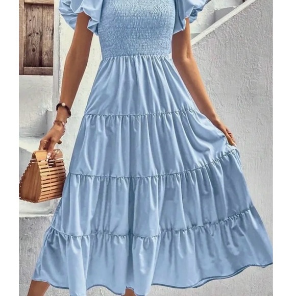 Dresses & Skirts - Elegant Blue Ruffle Dress